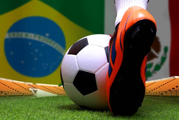 Voetbal Cup Wedstrijd Tussen Het Nationale Brazilië Het Nationale Mexico — Stockfoto