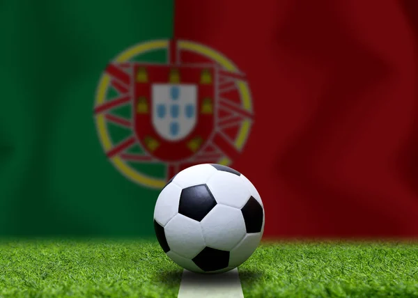 Portugal Flagga Och Fotboll Boll Concept Sport — Stockfoto