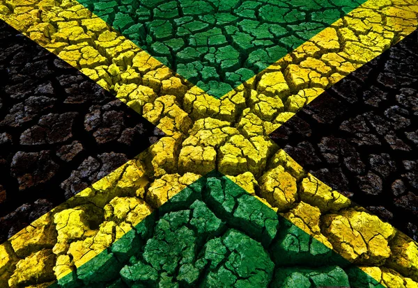 Flagge Von Jamaika Auf Rissigem Erdboden — Stockfoto