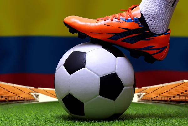 Kolumbia Zászló Focilabda Koncepció Sport — Stock Fotó