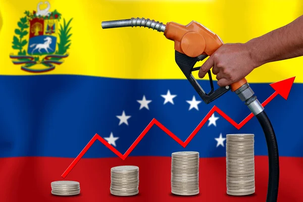 Concepto Precios Mundiales Del Petróleo Gráfico Sobre Fondo Bandera — Foto de Stock