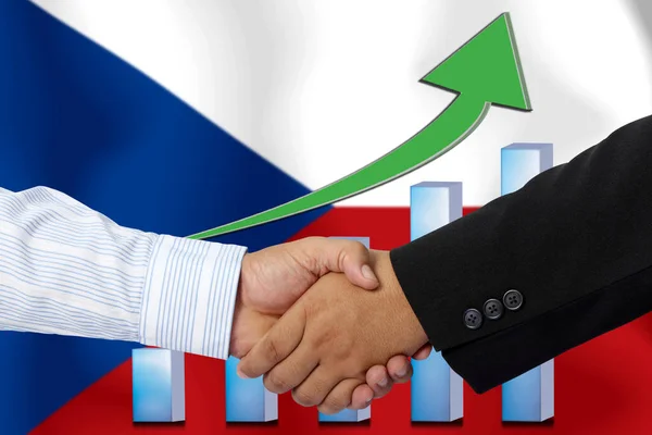 Handshake Contract Together Flag Czech Background — Stock Photo, Image