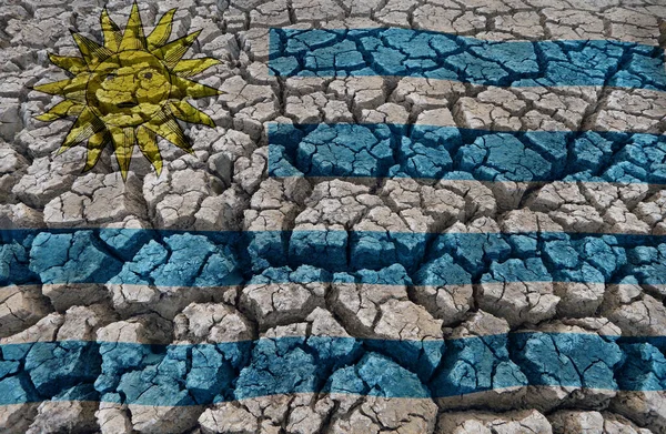 Flag Uruguay Cracked Earth Background — Stock Photo, Image