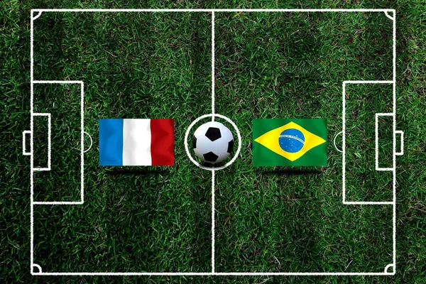 Ποδόσφαιρο Κύπελλο Μεταξύ Της Εθνικής Γαλλίας Και Της Εθνικής Βραζιλίας — Φωτογραφία Αρχείου