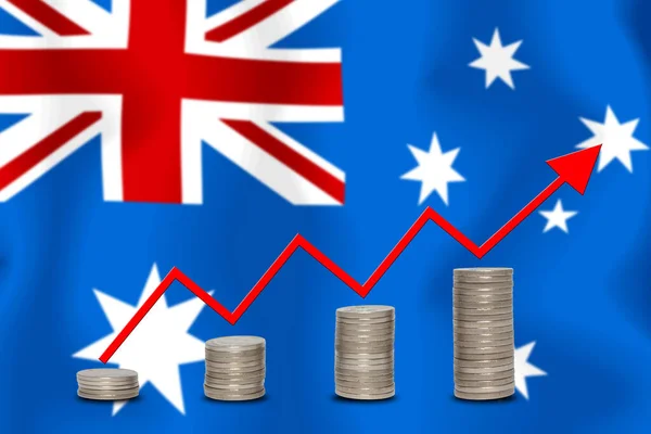 Avustralya Bayraklarında Ekonomik Iyileştirme Finans Muhasebe Konsepti — Stok fotoğraf