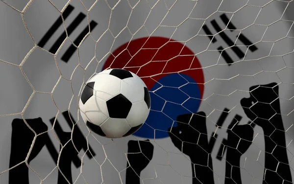 South Korea flag and soccer ball.Concept sport.