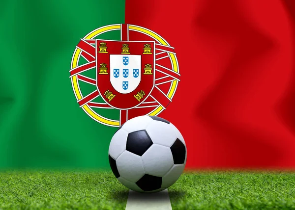 Portugal Flagga Och Fotboll Boll Concept Sport — Stockfoto
