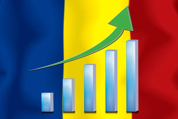 Grafico Concettuale Miglioramento Economico Finanza Contabilità Sullo Sfondo Della Bandiera — Foto Stock