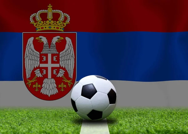 Bandera Serbia Balón Fútbol —  Fotos de Stock