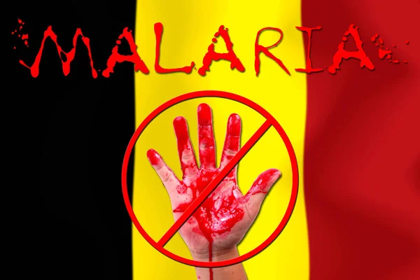 Concepto Mano Abierta Detener Epidemia Malaria Fondo Bandera —  Fotos de Stock