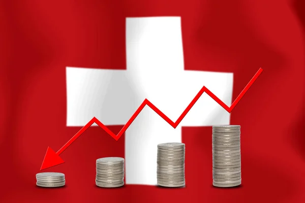 concept  graph The economic downhill Finance and accounting on  flag background