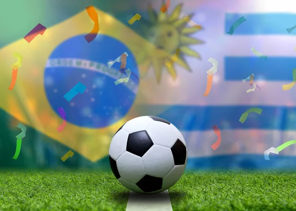 Voetbalbekerwedstrijd Tussen Het Nationale Brazilië Het Nationale Uruguay — Stockfoto