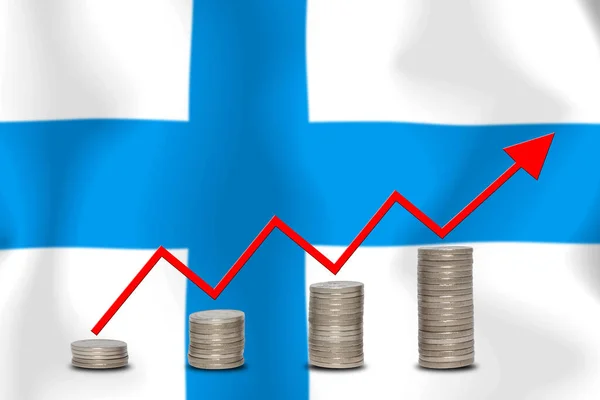 concept  graph The economic betterment Finance and accounting on  flag background