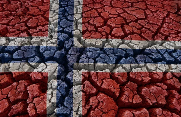 Zászló Norvégia Repedt Föld Háttér — Stock Fotó
