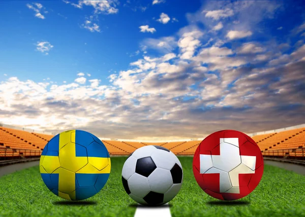 Coupe Football Entre Suèdenationale Suisse Nationale — Photo