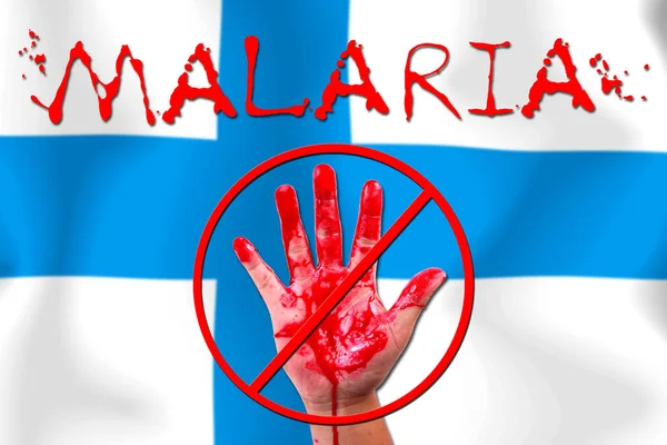 Concepto Mano Abierta Detener Epidemia Malaria Fondo Bandera —  Fotos de Stock