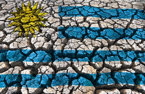 Bandera Uruguay Sobre Fondo Tierra Agrietada —  Fotos de Stock