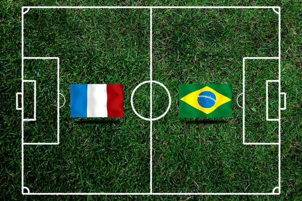 Ποδόσφαιρο Κύπελλο Μεταξύ Της Εθνικής Γαλλίας Και Της Εθνικής Βραζιλίας — Φωτογραφία Αρχείου