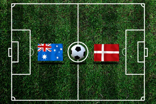 Ποδοσφαιρικός Διαγωνισμός Μεταξύ Της Εθνικής Αυστραλίας Και Της Εθνικής Δανίας — Φωτογραφία Αρχείου