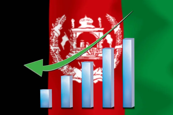 concept  graph The economic downhill Finance and accounting on  Afghanistan flag background
