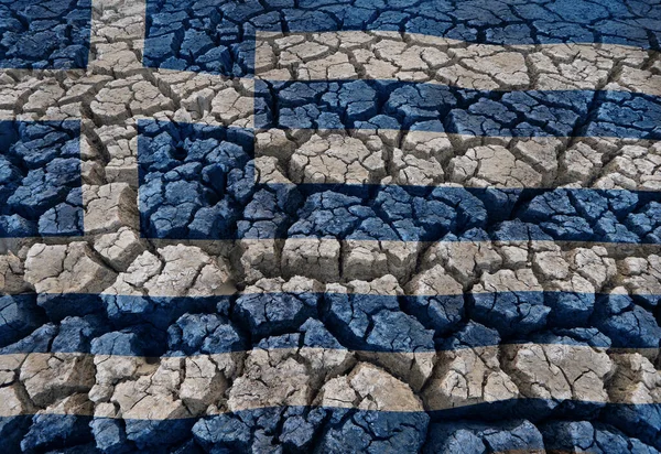 Flag Greece Cracked Earth Background — Stock Photo, Image