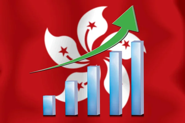 Koncept Graf Ekonomické Zlepšení Finance Účetnictví Pozadí Vlajky — Stock fotografie