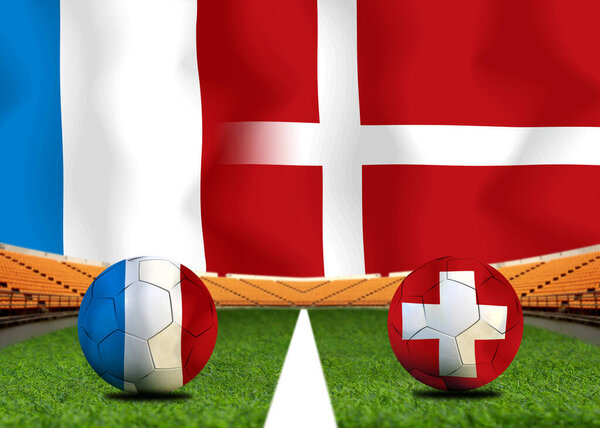 Football Cup competition between the national France and national Denmark.