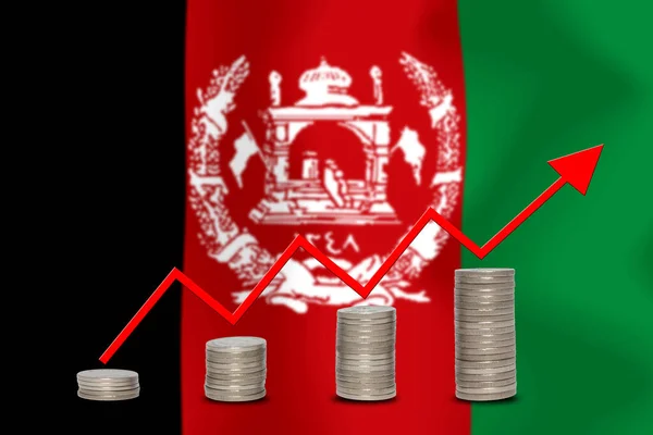 Gráfico Conceitual Melhoramento Económico Finanças Contabilidade Contexto Bandeira Afeganistão — Fotografia de Stock