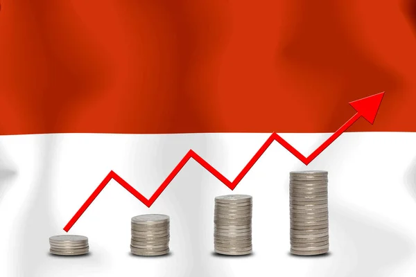 concept  graph The economic betterment Finance and accounting on  flag background