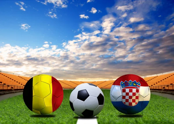 Ποδοσφαιρικός Διαγωνισμός Μεταξύ Του Εθνικού Βελγίου Και Της Εθνικής Κροατίας — Φωτογραφία Αρχείου