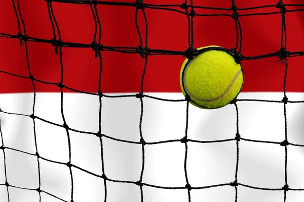 Tennis Boll Nätet Flagga Bakgrund — Stockfoto