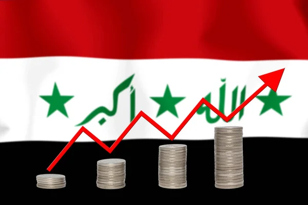 concept  graph The economic betterment Finance and accounting on  flag background