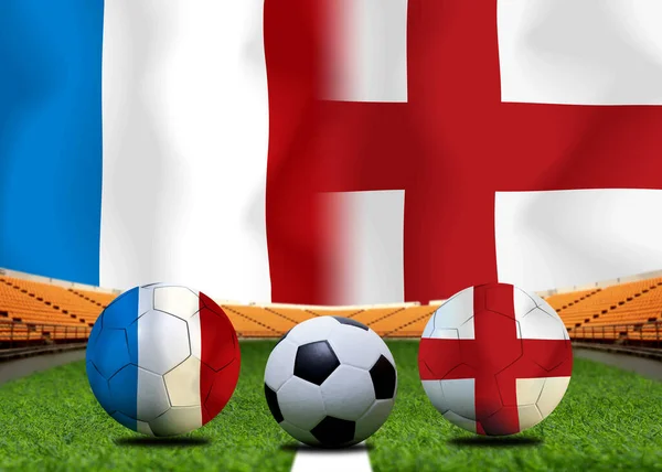 Змагання Футболу Між Збірною Франції Національною Англією — стокове фото