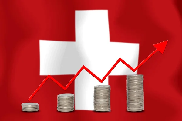 concept  graph The economic betterment Finance and accounting on  flag background