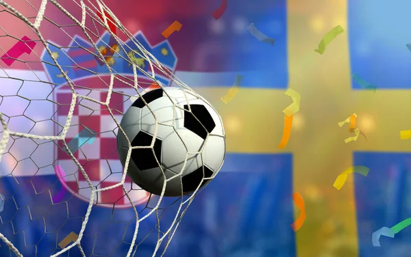 克罗地亚族和瑞典族之间的世界杯足球赛 — 图库照片