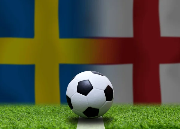 Змагання Футболу Між Збірною Швеції Англійською — стокове фото