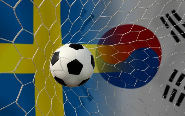 Competição Copa Futebol Entre Coreia Sul Nacional Suécia Nacional — Fotografia de Stock