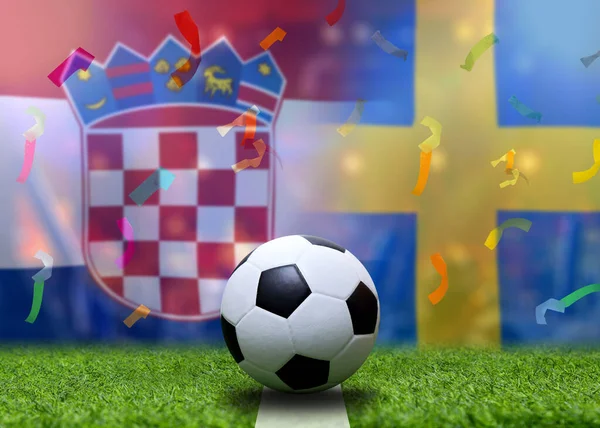 Competição Taça Futebol Entre Croácia Nacional Suécia Nacional — Fotografia de Stock