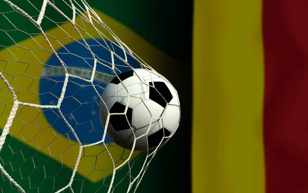 Змагання Футболу Між Збірними Бразилії Бельгії — стокове фото