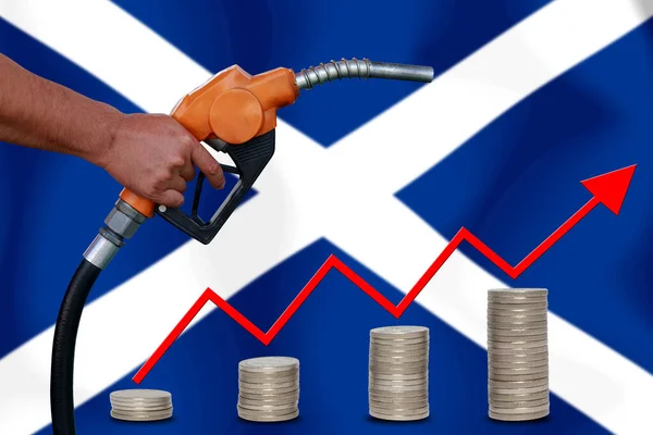 concept  World oil price Chart on  flag background