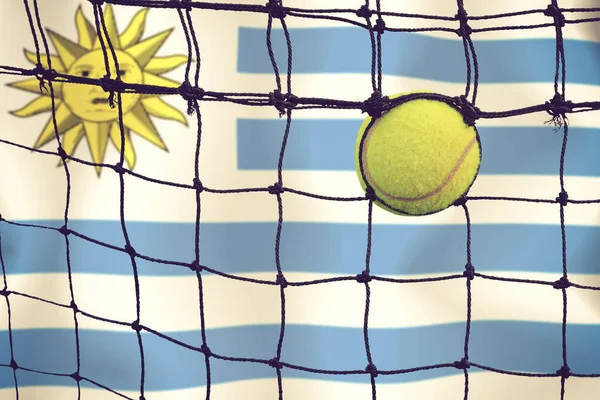 Tennis Ball Net Flag Background — Stock Photo, Image