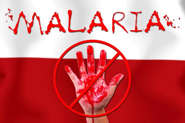 Concepto Mano Abierta Detener Epidemia Malaria Fondo Bandera —  Fotos de Stock