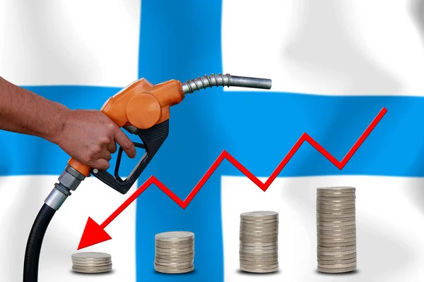 concept  World oil price Chart on  flag background