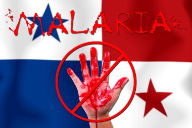 Bayrak arkaplanındaki sıtma salgınının açık el durdurma kavramını kabul et.