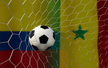 Ulusal Kolombiya ve Ulusal Senegal arasında futbol kupası yarışması.