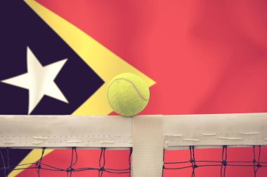 Bayrak arkaplan üzerinde net tenis topu.