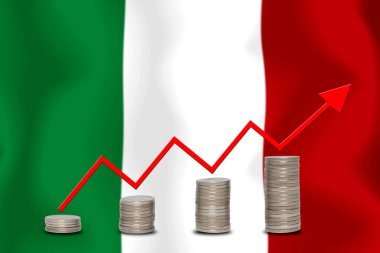 konsept grafik Ekonomik iyileştirme Finans ve bayrak arka planda muhasebe