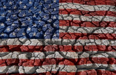 Çatlak arka planda ABD bayrağı