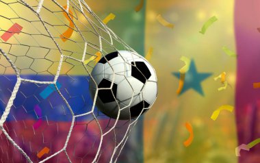 Ulusal Kolombiya ve Ulusal Senegal arasında futbol kupası yarışması.