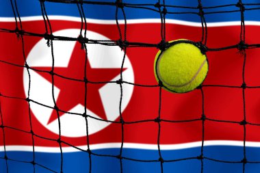 Bayrak arkaplan üzerinde net tenis topu.